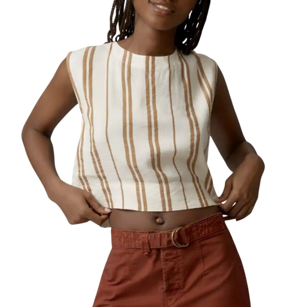Anthropologie Rust Red Belted Cotton Jean Shorts - Picture 4 of 9